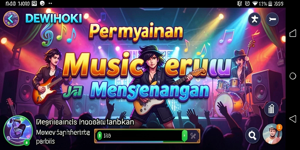 Tampilan gameplay seru di DEWIHOKI dengan berbagai pilihan lagu populer.