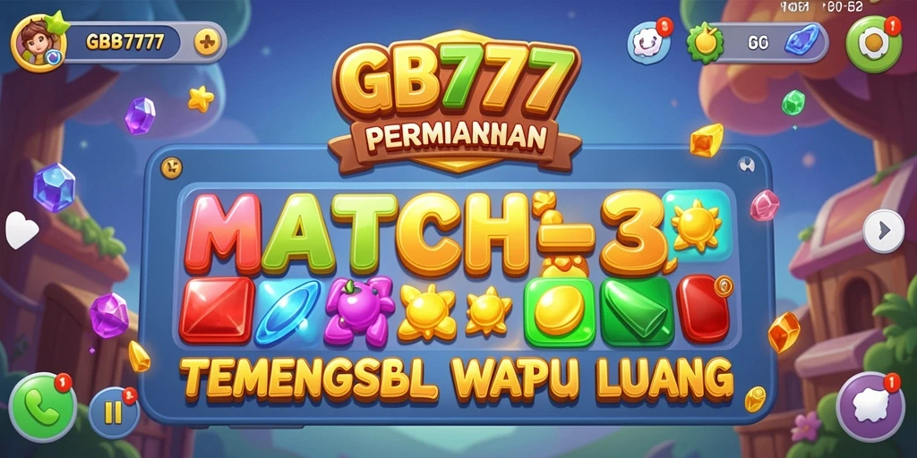 Gameplay seru dalam GB777 saat menyelesaikan level Match-3.