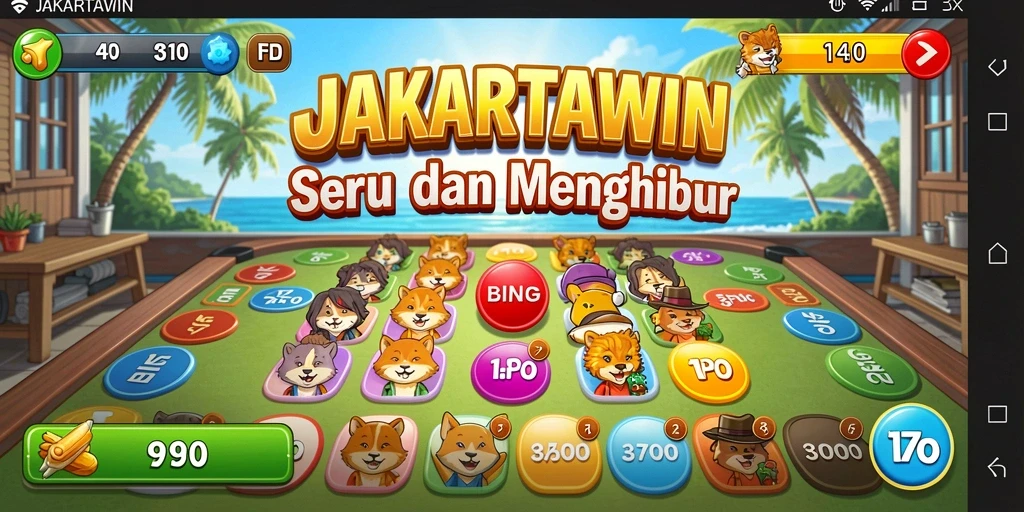 Screenshot gameplay seru JAKARTAWIN dengan tampilan kartu Bingo.