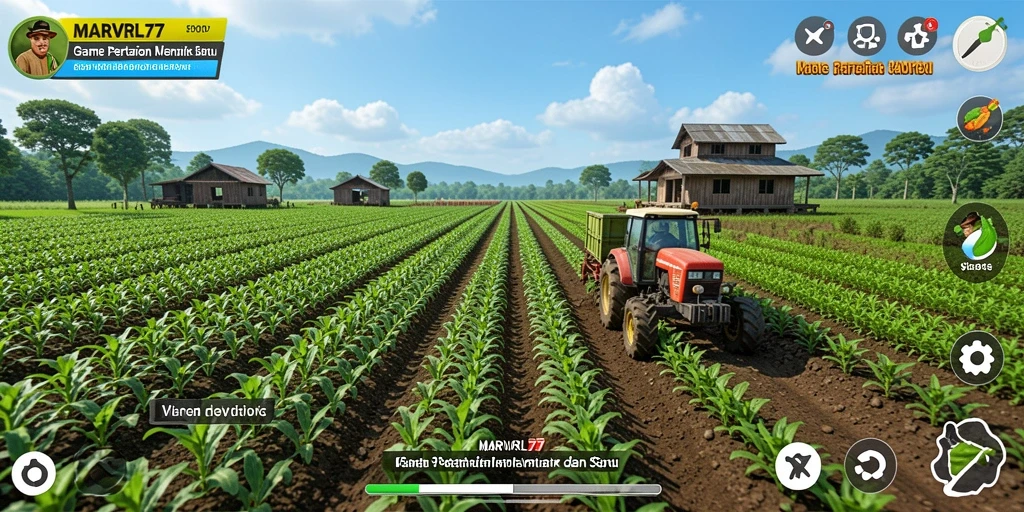 Tampilan gameplay <strong>MARVRL77</strong> yang seru dalam dunia pertanian.
