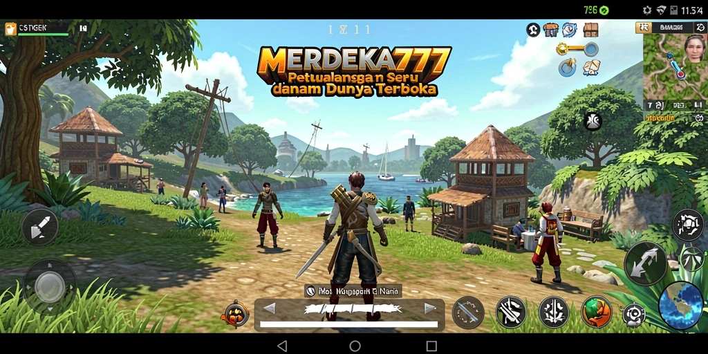 Screenshot gameplay Open World dari MERDEKA777 yang menunjukkan petualangan seru.
