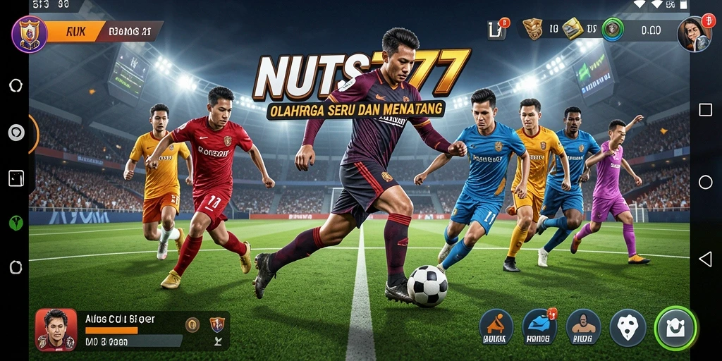 Tampilan utama gameplay NUTS777 dengan aksi olahraga yang seru.